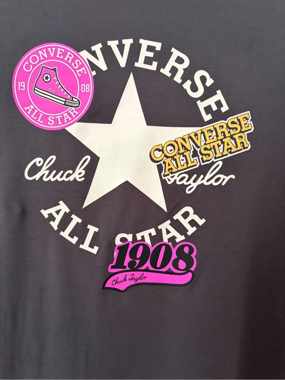 Girls Large 10/12 Converse Graphic Tee in Charcoal